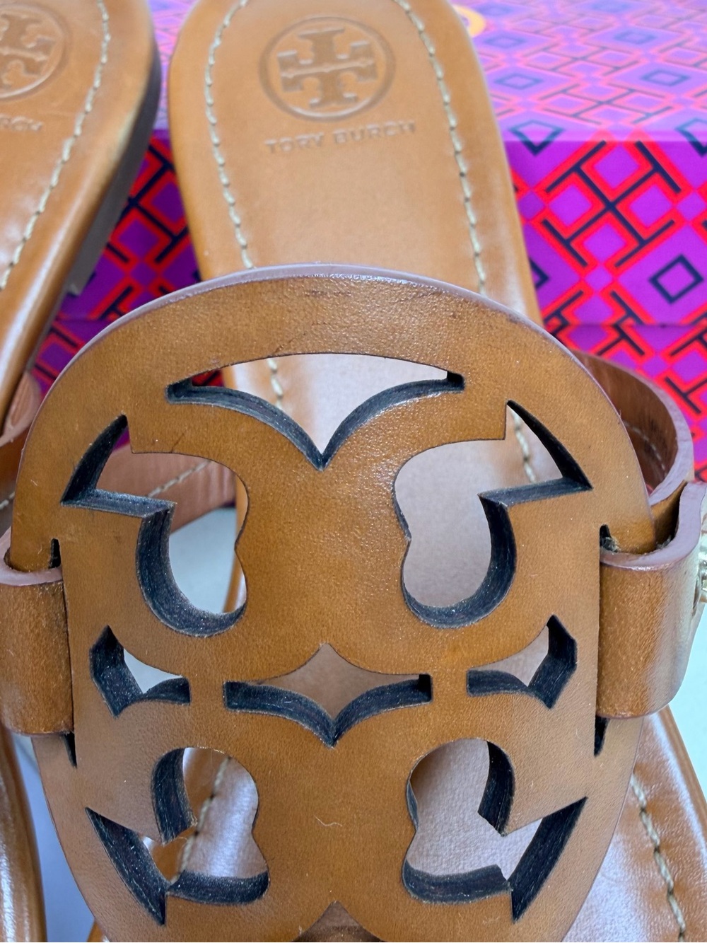 Tory Burch Miller Vegan Leather sandals in color Vintage Vachetta. Sz 8.5 - Picture 3 of 10